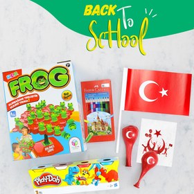 Resim Frog Oyun & Play-Doh Oyun Hamuru & Fabel Castell Kuru Boya & Bayrak & 2'li Balon Hediye Seti 