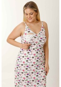 Resim Parlingerie Hamile Lohusa Geceliği İp Askılı Puantiyeli Beyaz 
