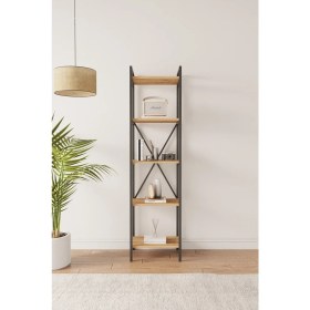 Resim Mobitopya Nilamu 45 cm Kitaplık / Metal Aksamlı / Açık Raf / Organizer / Ofis / Ev / 5 Raflı Kitaplık 