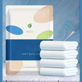 Resim Tek Tek Sarılı Tek Kullanımlık Banyo Havluları - Kalın Yumuşak PE Malzeme, Seyahat, Oteller ve Ev Kullanımı için Hafif ve Taşınabilir - Hijyenik Tek Kullanım Tasarımı 