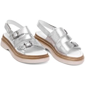 Resim Elit Vesta Kadın Hakiki Deri Düz Sandalet Gümüş Gümüş 
