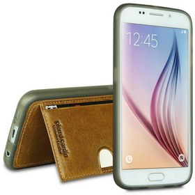Resim Pierre Cardin Galaxy S6 ile Uyumlu Deri Arka Koruma Paneli Kahve PCL-P11 