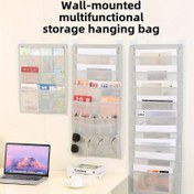 Resim 1 adet Polyester Kapı Arkası Asma Organizer, Çok Katmanlı Duvar Monte Depolama Cebi, Yatak Odası, Yurt Odası Temel Gereksinimleri, Giysiler, Kitaplar ve Dergiler için 