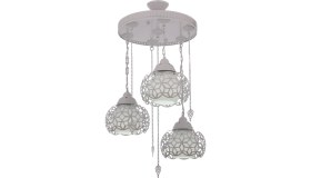 Resim AVONNI AV-4142-3BT Beyaz Boyalı Klasik Avize E27 Metal Cam 35cm 
