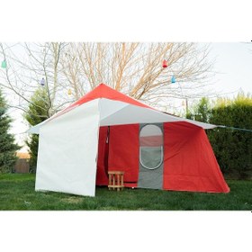 Resim Zeycamping 3 Odalı Ve Mutfaklı Kamp Orman Dağcı Avcı 10 Kişilik Çadır Kırmızı 