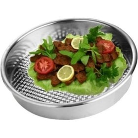 Resim Paslanmaz Çiğ Köfte Leğeni , Tabanı Tırtıklı Tepsi 57 cm 