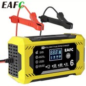 Resim EAFC AB Fişi Akıllı 12V Araba Pil Şarj Cihazı ve Bakım Aleti - 6A Darbe Onarım, LCD Ekran, AGM, JEL, SLA ve Islak Bataryalar için Sıcaklık Telafisi, Araba Kamyon Motosiklet Çim Biçme Makinesi Deniz Kurşun Asit Şarj Cihazı 