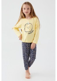 Resim Rolypoly Roly Poly Kız Çocuk Pomme Elma Pamuklu Rahat Kalıp Uzun Kollu Pijama Takım Sarı 