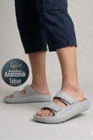 Resim Oregon Shoes Feelup Comfort Taban Eva Erkek Plaj Havuz Deniz Günlük Cırtlı Terlik Gri 
