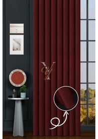 Resim İpek Kadife Fon Perde V-30 Bordo Bordo 