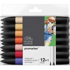 Resim Winsor & Newton : Promarker Genişletilmiş Manga Seti 1 : 12 Renk + Blender 