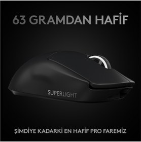 Resim Logitech G Pro X Superlight 2 Lightspeed Siyah 910-006631 Kablosuz Oyuncu Mouse 