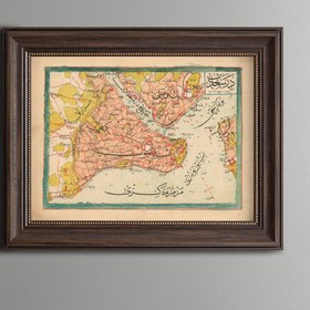 Resim epiqart 1909 İstanbul Haritası - Vintage Desenli Çerçeve 