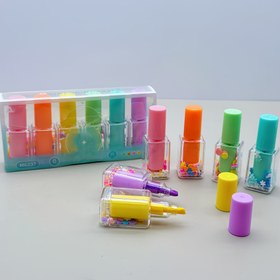 Resim 6 Renkli Yaratıcı Tırnak Cilası Kalemi Şeklinde Vurgulayıcılar, Çeşitli Renklerde Okul Başlangıcı Kalemleri, Öğrenciler, Sanatçılar ve Ofis Çalışanları İçin Uygun, Yenilikçi Kırtasiye Hediyesi 