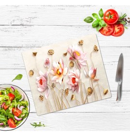 Resim Sabanbaba 30x40cm - Ballı Çiçek - Cam Kesme Tahtası 