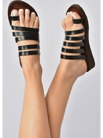 Resim Fox Shoes Siyah Hakiki Deri Kadın Sandalet K374680203 