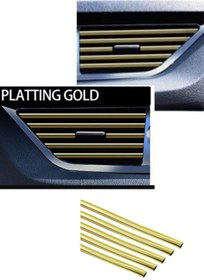 Resim MeyZone Araç Içi Klima Izgara Hava Çıkış Dekoratif Şeritler Klima Şerit Krom Altın ( Gold ) 