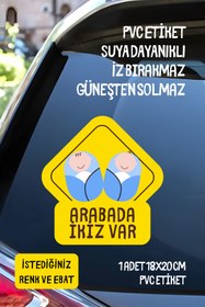 Resim alışveriş kurdu Arabada İkiz Bebek Var Araba-Motosiklet Cam Etiket Sticker - Erkek 