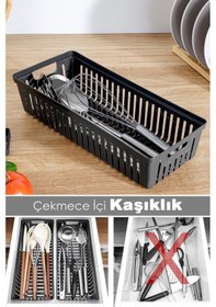 Resim 1 Adet Modüler Kaşıklık - Mutfak Düzenleyici Çekmece İçi Organizer Bıçaklık Kepçelik Siyah Siyah 