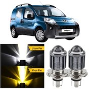 Resim Peugeot Bipper 2008-2022 Uyumlu Mercekli Far Ampulü Led Xenon Çift Renk Sarı-beyaz Far Şimşek Etki Led Lamba Uzun LED Far 54029660 