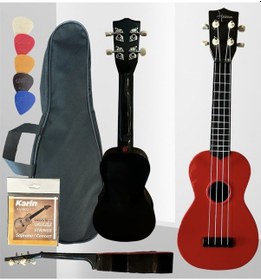 Resim 4 Telli Ukulele Kırmızı Çanta Pena Tel 