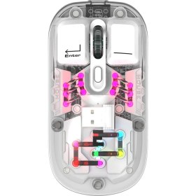 Resim Everest SM-BT89 Opal Şarj Edilebilir Sessiz Beyaz Transparan Rgb 2in1 2bt ve 2.4ghz Kablosuz Mouse 
