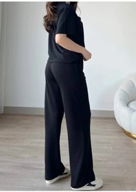 Resim FEVİLLE Kadın Siyah Modal Kumaş Kısa Kolu Eşofman Takımı 