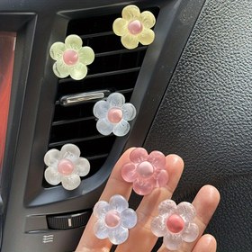 Resim 6'lı Set, Reçine Kristal Çiçek Araba Havalandırma Klipsleri, ABS Reçine Dekoratif Aksesuarlar, Araç İçi Dekor, Çeşitli Renkler, Araba Hava Menfezleri İçin 