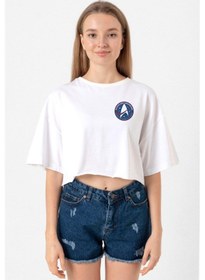 Resim Star Trek Discovery Starfleet Command Beyaz Kadın Crop Tshirt Beyaz 