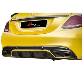 Resim Mercedes W205 C63 2015-2018 Uyumlu Amg Difüzör Boyasız Sağ Sol Çift Çıkış 