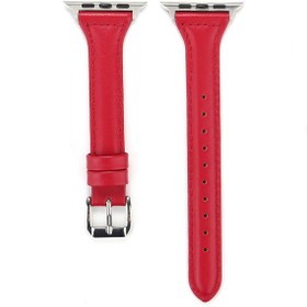 Resim E2M Apple Watch Uyumlu 42-44mm KRD-13 Deri Bordo Kordon 