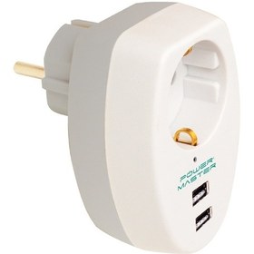 Resim Powermaster PM-4911 2 USB'li Tekli Termal Akım Korumalı Priz Beyaz 
