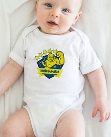Resim Minik Ayı Yavru Kanarya Bebek Alttan Çıtçıtlı Yazılı Body Zıbın - Beyaz 