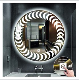 Resim GLOBAL LED MIRROR 90 Cm Beyaz Ledli Tasarım Kumlamalı Dokunmatik Tuşlu Banyo Aynası Makyaj Aynası Işıklı Ayna 