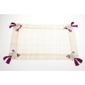 Resim Kanca Ev Amerikan Servis Sinamay Hasır Doğal Malzeme Deniz Kabuklu Mor Fiyonklu 33*48 cm 2 Lİ SET OLARAK SATILMAKTADIR. 