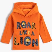 Resim Erkek Bebek Baskılı Sweatshirt Kapüşonlu Pamuklu 