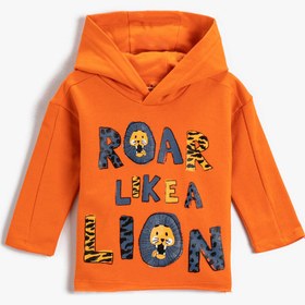 Resim Erkek Bebek Baskılı Sweatshirt Kapüşonlu Pamuklu 