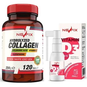Resim Hydrolyzed Collagen Vitamin C Glutathione 120 Tablet & Vitamin D3 Sıvı 20 Ml Aromasız 