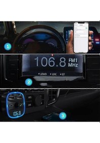 Resim Wireless Bluetooth 5.0 Fm Transmitter Dual Usb Car Charger,car Radio Adapter Music Player Support Usb/sd Card. 
