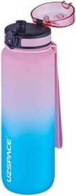 Resim Uzspace FiftyFifty 1000ml BÜYÜK BOY Çift Renk Softtouch FF Collection Tritan Su Matarası Pembe-Yeşil 