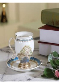 Resim 12 Parça 6 Kişilik Kahvesi Fincan Porselen Geometrik Lüks 2024 