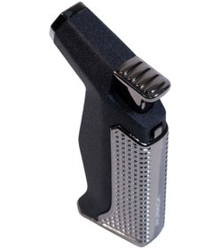 Resim Parmida Tek Torch Pürmüz Siyah Masa Tipi Metal Puro Çakmağı 