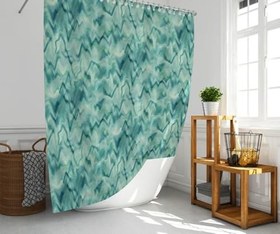 Resim Banyo Perdesi 1x180x200 Tek Kanat Duş Perdesi Halka Hediyeli Duşakabin Perdesi Green Marble 