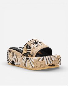 Resim Steve Madden Decor-emb Blk Kadın Natural-black Topuklu Terlik Decor-emb Blk Bej 