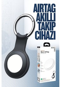Resim Apple Uyumlu AirTag Akıllı Takip Cihazı Anahtarlık Evcil Hayvan Araba Valiz Bisiklet Cüzdan Siyah 