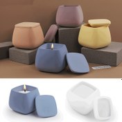 Resim DIY Kare Büyük Göbekli Saklama Kavanozu Kapaklı Silikon Kalıp / Yapıştırıcı Çimento Alçı Mum Bardak Kalıbı 