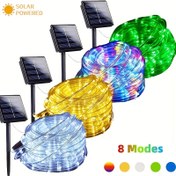 Resim LED güneş enerjili boru ışık dizisi, 8 modlu bahçe ipi aydınlatması, dekoratif peri ışığı zinciri, bahçe, Noel süslemesi, avlu, düğün, parti, Noel ağacı ve Cadılar Bayramı tatil aydınlatma için uygun 