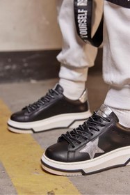 Resim NILUFARR Sveta Siyah Hakiki Deri Kadın Sneaker 