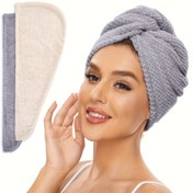 Resim Kalınlaştırılmış Banyo Bonesi, Hızlı Kuruyan Saç Turbanı, Tüm Saç Tipleri İçin Su Emici Saç Kurutma Bonesi 