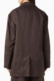Resim Crimp Single-breasted Blazer, Lüks Tek Düğmeli Klasik Ceket - Kahverengi / 10 